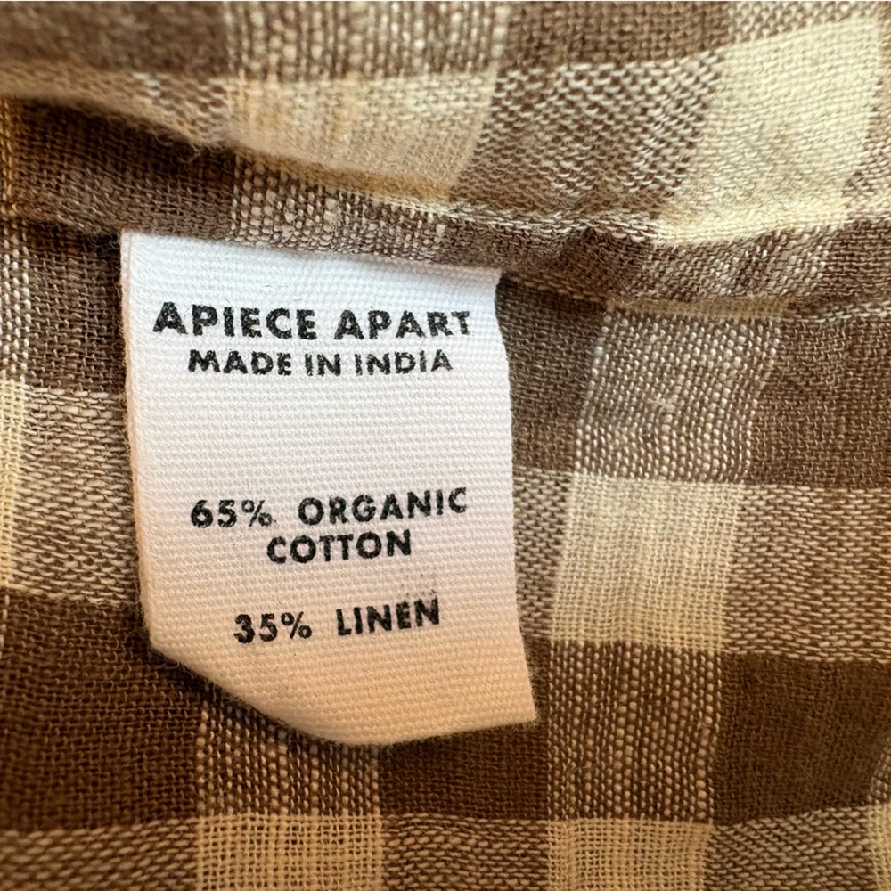 Apiece Apart Maurino Walnut Brown Gingham Drop Waist Dress XL - Picture 6 of 6
